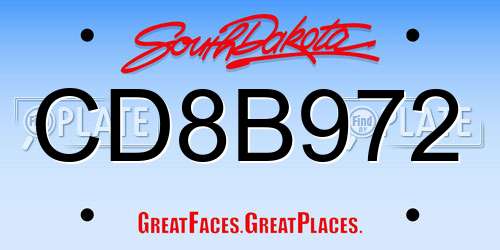 CD8B972 South Dakota License Plate