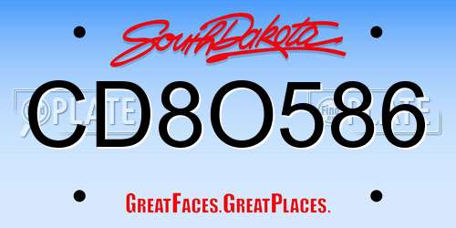 CD8O586 South Dakota License Plate