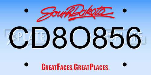 CD8O856 South Dakota License Plate