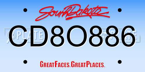 CD8O886 South Dakota License Plate