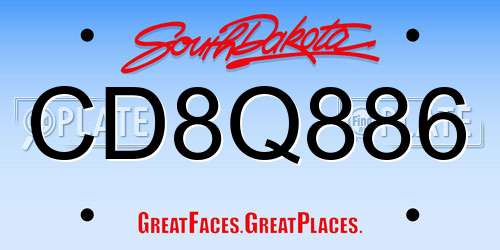 CD8Q886 South Dakota License Plate