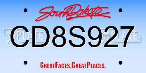 CD8S927 South Dakota License Plate