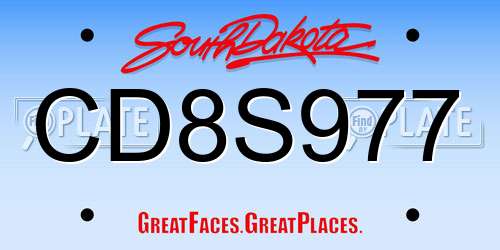 CD8S977 South Dakota License Plate