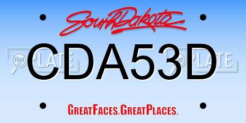CDA53D South Dakota License Plate