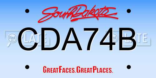 CDA74B South Dakota License Plate