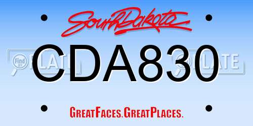 CDA830 South Dakota License Plate