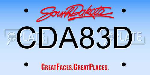 CDA83D South Dakota License Plate