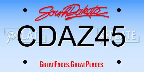 CDAZ45 South Dakota License Plate