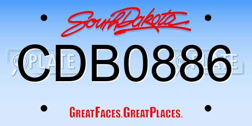 CDB0886 South Dakota License Plate