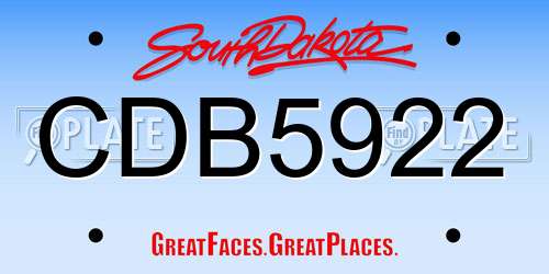 CDB5922 South Dakota License Plate