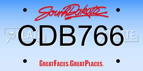 CDB766 South Dakota License Plate