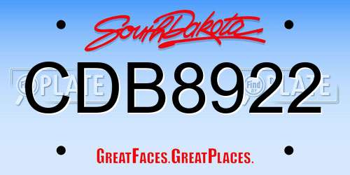 CDB8922 South Dakota License Plate