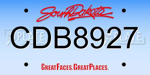 CDB8927 South Dakota License Plate