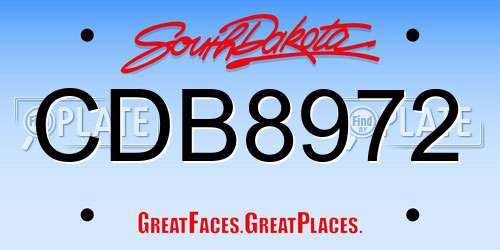 CDB8972 South Dakota License Plate