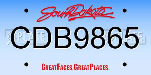 CDB9865 South Dakota License Plate
