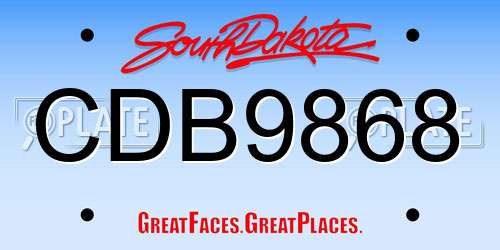 CDB9868 South Dakota License Plate