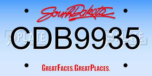 CDB9935 South Dakota License Plate