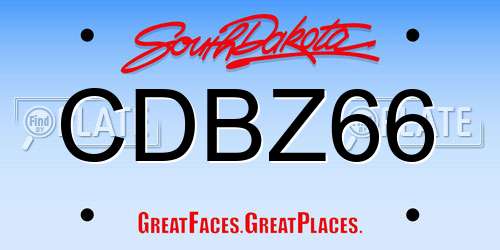 CDBZ66 South Dakota License Plate