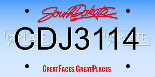 CDJ3114 South Dakota License Plate