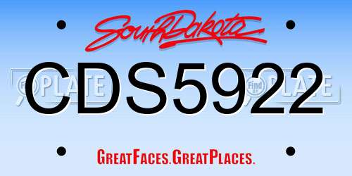 CDS5922 South Dakota License Plate
