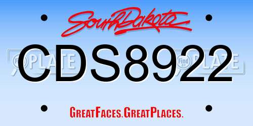 CDS8922 South Dakota License Plate