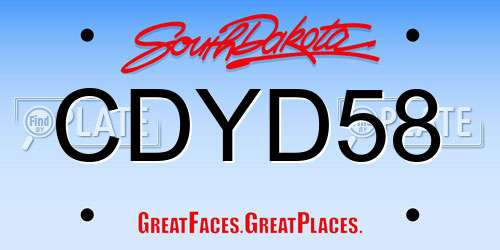CDYD58 South Dakota License Plate