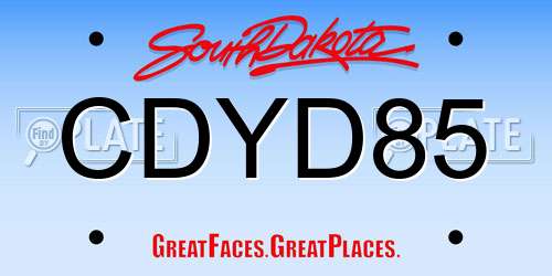CDYD85 South Dakota License Plate