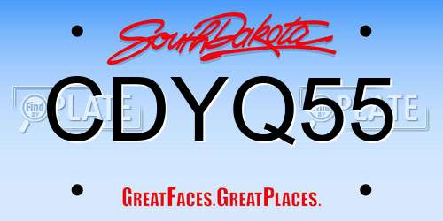CDYQ55 South Dakota License Plate