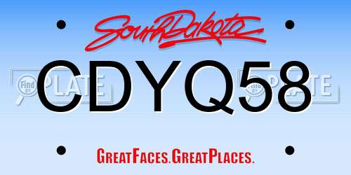 CDYQ58 South Dakota License Plate