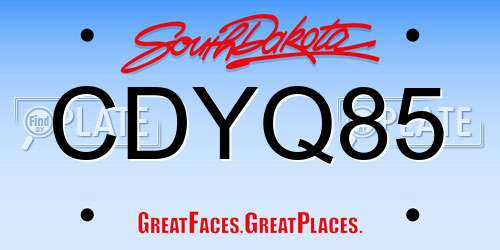 CDYQ85 South Dakota License Plate