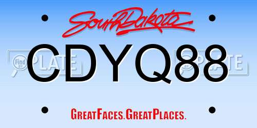 CDYQ88 South Dakota License Plate