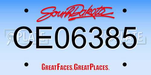 CE06385 South Dakota License Plate