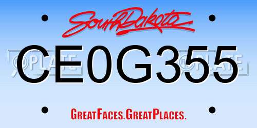 CE0G355 South Dakota License Plate