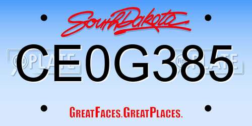 CE0G385 South Dakota License Plate