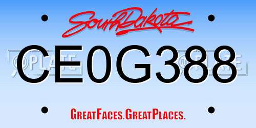 CE0G388 South Dakota License Plate