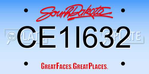 CE1I632 South Dakota License Plate