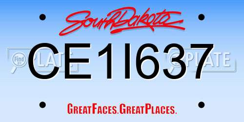 CE1I637 South Dakota License Plate