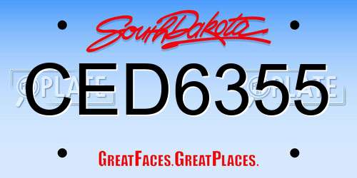 CED6355 South Dakota License Plate