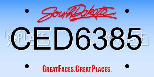CED6385 South Dakota License Plate