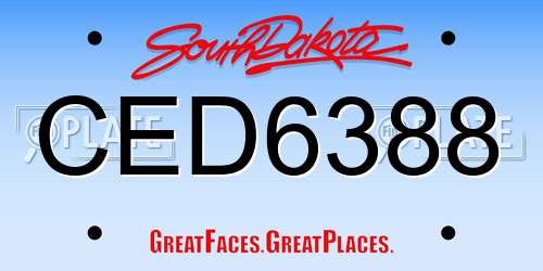 CED6388 South Dakota License Plate