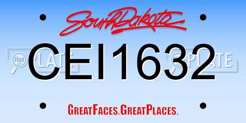 CEI1632 South Dakota License Plate