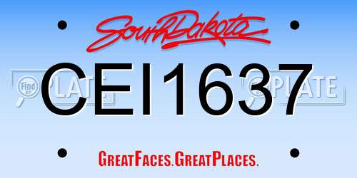 CEI1637 South Dakota License Plate