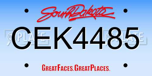 CEK4485 South Dakota License Plate