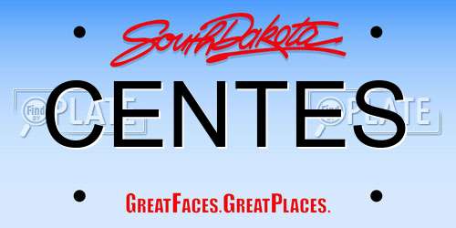 CENTES South Dakota License Plate