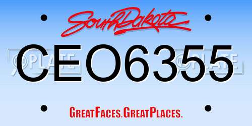 CEO6355 South Dakota License Plate