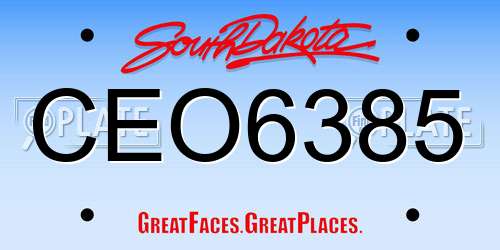 CEO6385 South Dakota License Plate