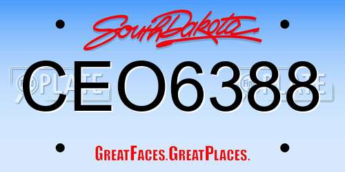 CEO6388 South Dakota License Plate