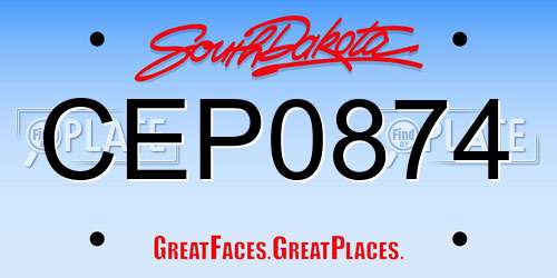 CEP0874 South Dakota License Plate