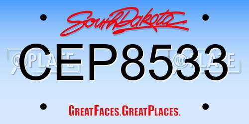 CEP8533 South Dakota License Plate