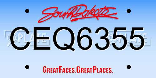 CEQ6355 South Dakota License Plate